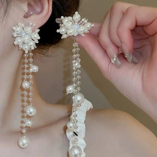 Pearl And Chain Galaxy Earrings
