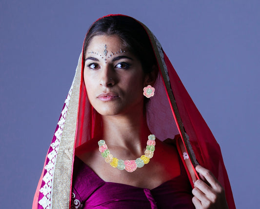 Beads Embroidered Necklace Set : Handmade