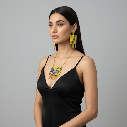 Statement Necklace Set, Handpainted : Handmade