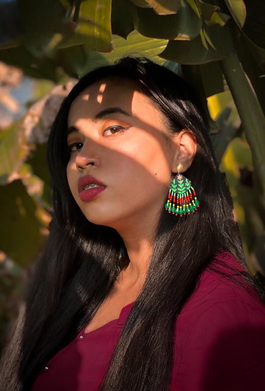 Handpainted Fabric Earrings : Handmade