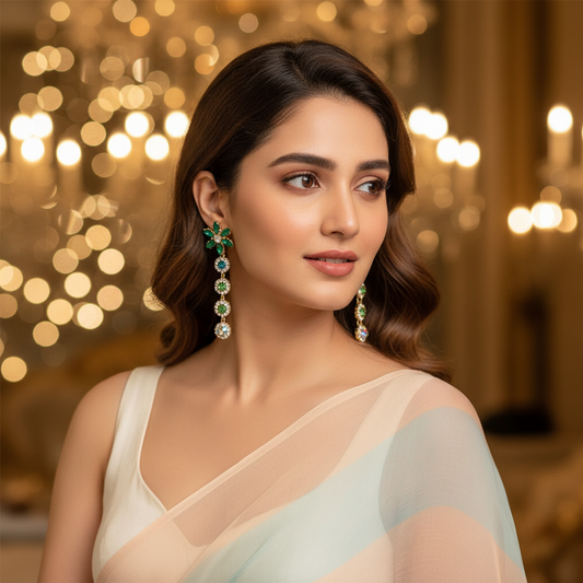 Crystal Flower Statement Earrings