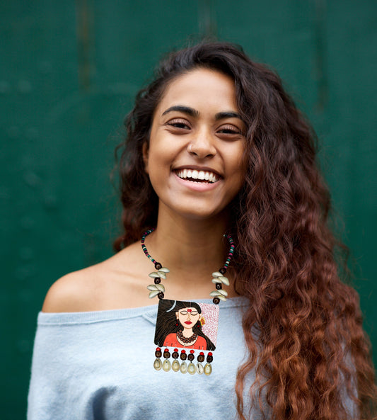 Statement Necklace, Handpainted : Handmade