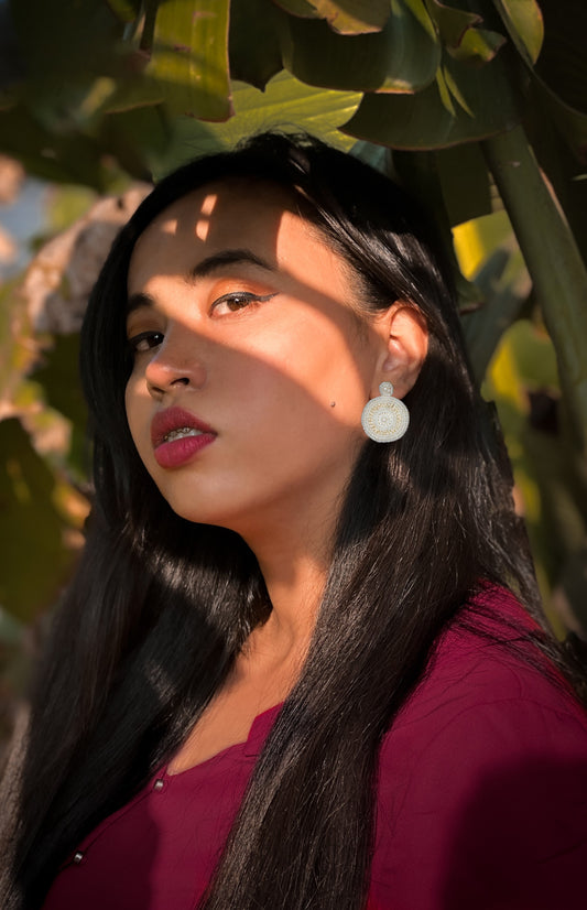 Beads Embroidered Earrings : Handmade
