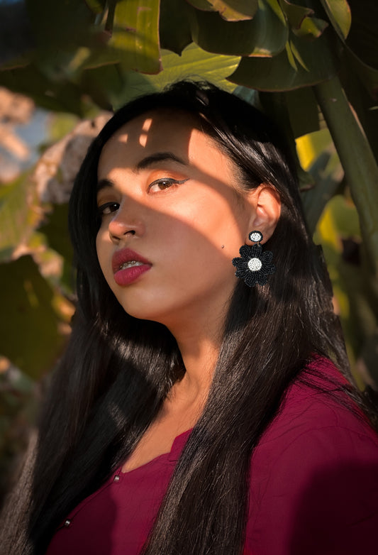 Beads Embroidered Earrings : Handmade