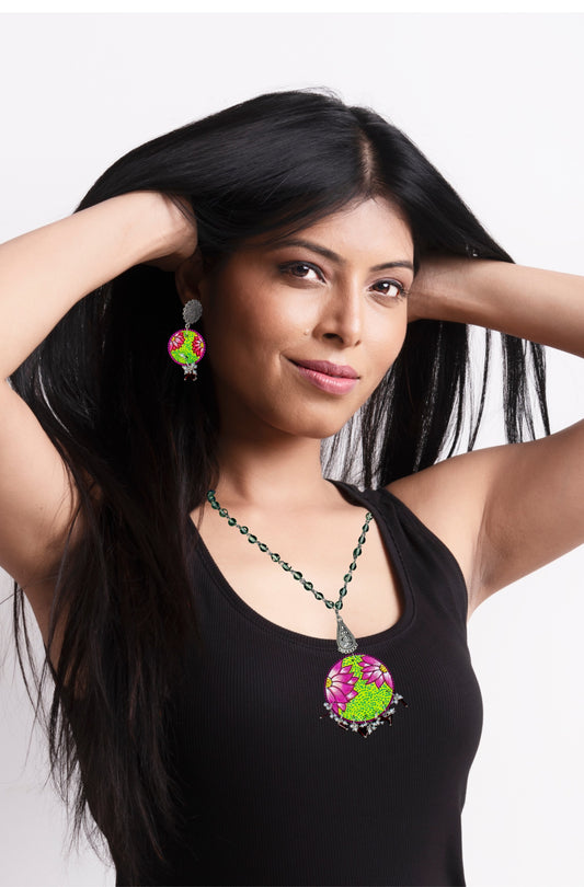 Statement Necklace Set, Handpainted : Handmade