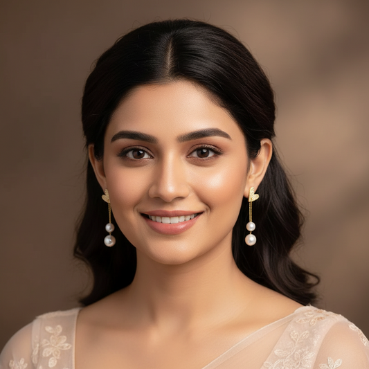 Heart Pearl Drop Earrings