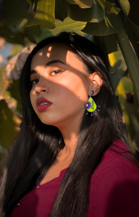 Statement Earrings, Handpainted : Handmade