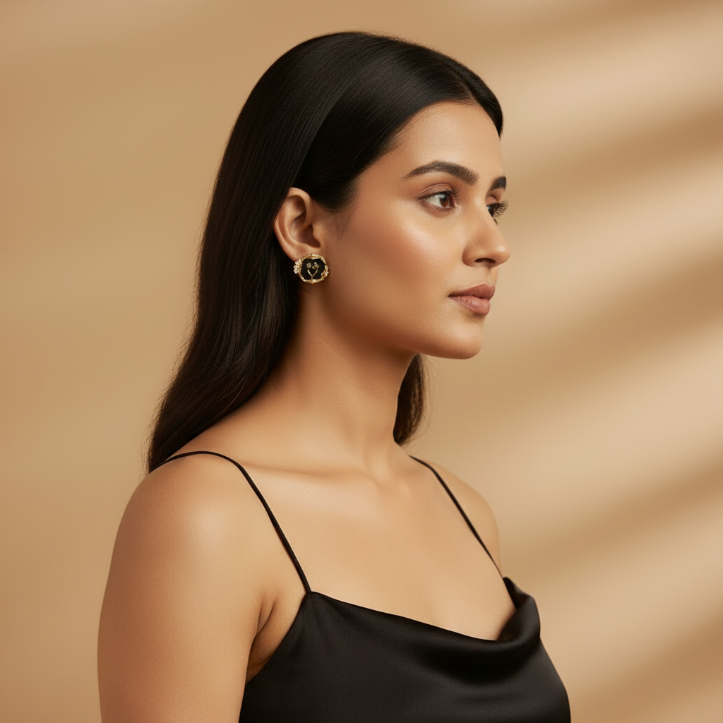 Daisy Studs Black Earring