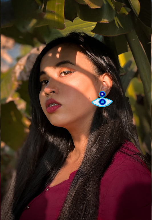 Beads Embroidered Earrings : Handmade