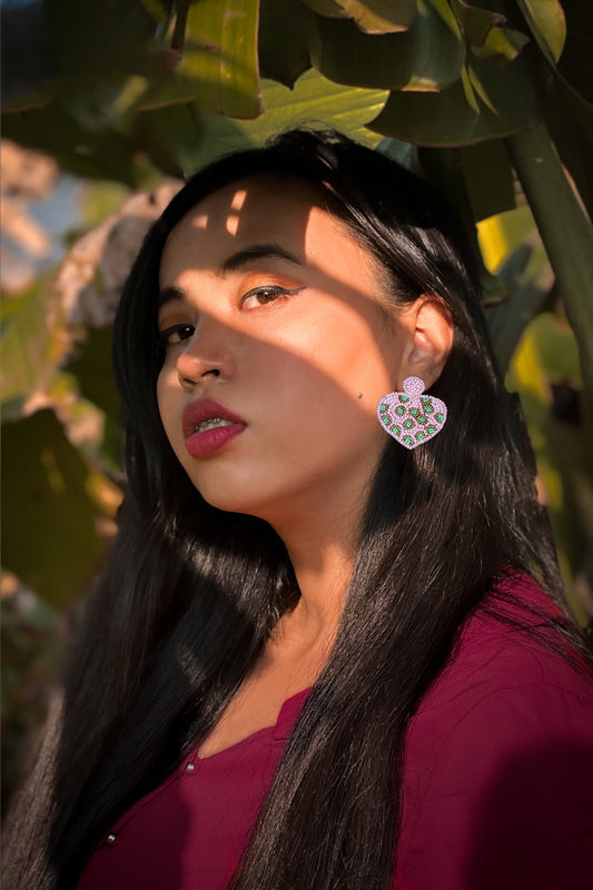 Beads Embroidered Earrings : Handmade