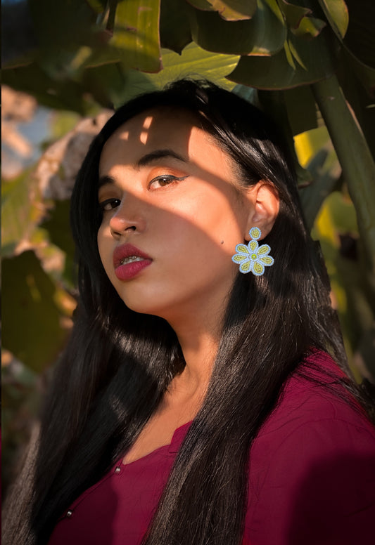 Beads Embroidered Earrings : Handmade