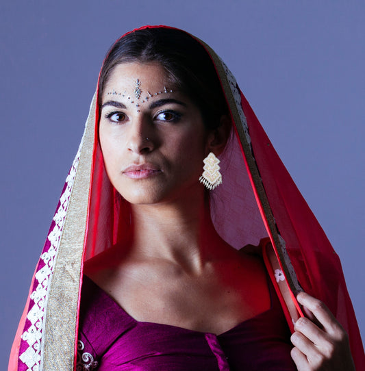 Beads Embroidered Earrings : Handmade