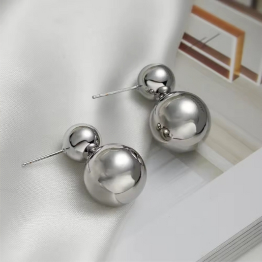 Silver Pearl Big Statement Earrings