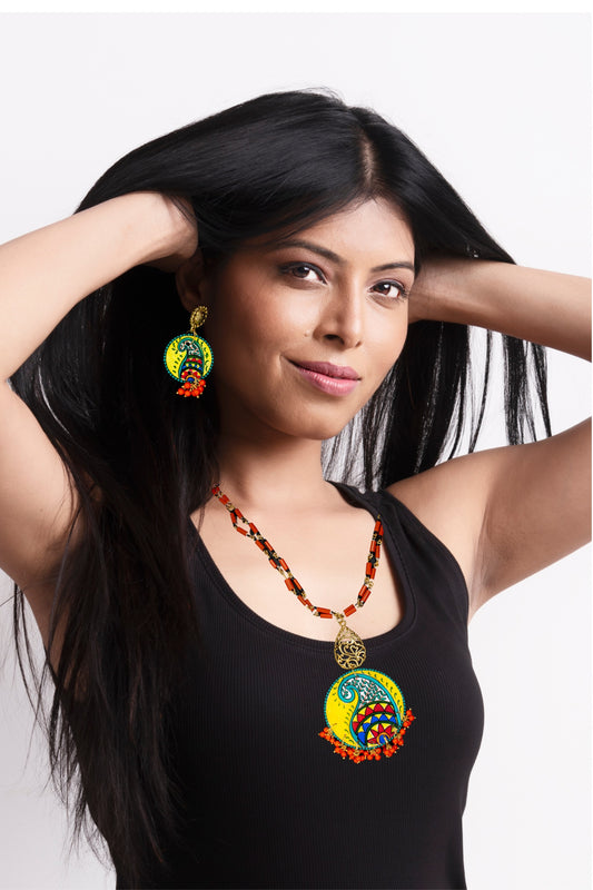 Statement Necklace Set, Handpainted : Handmade