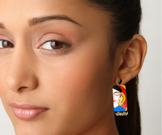 Statement earrings, Handpainted : Handmade