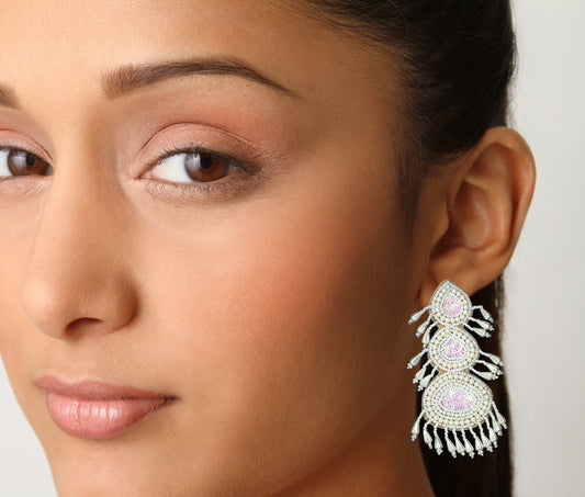 Beads Embroidered Earrings : Handmade