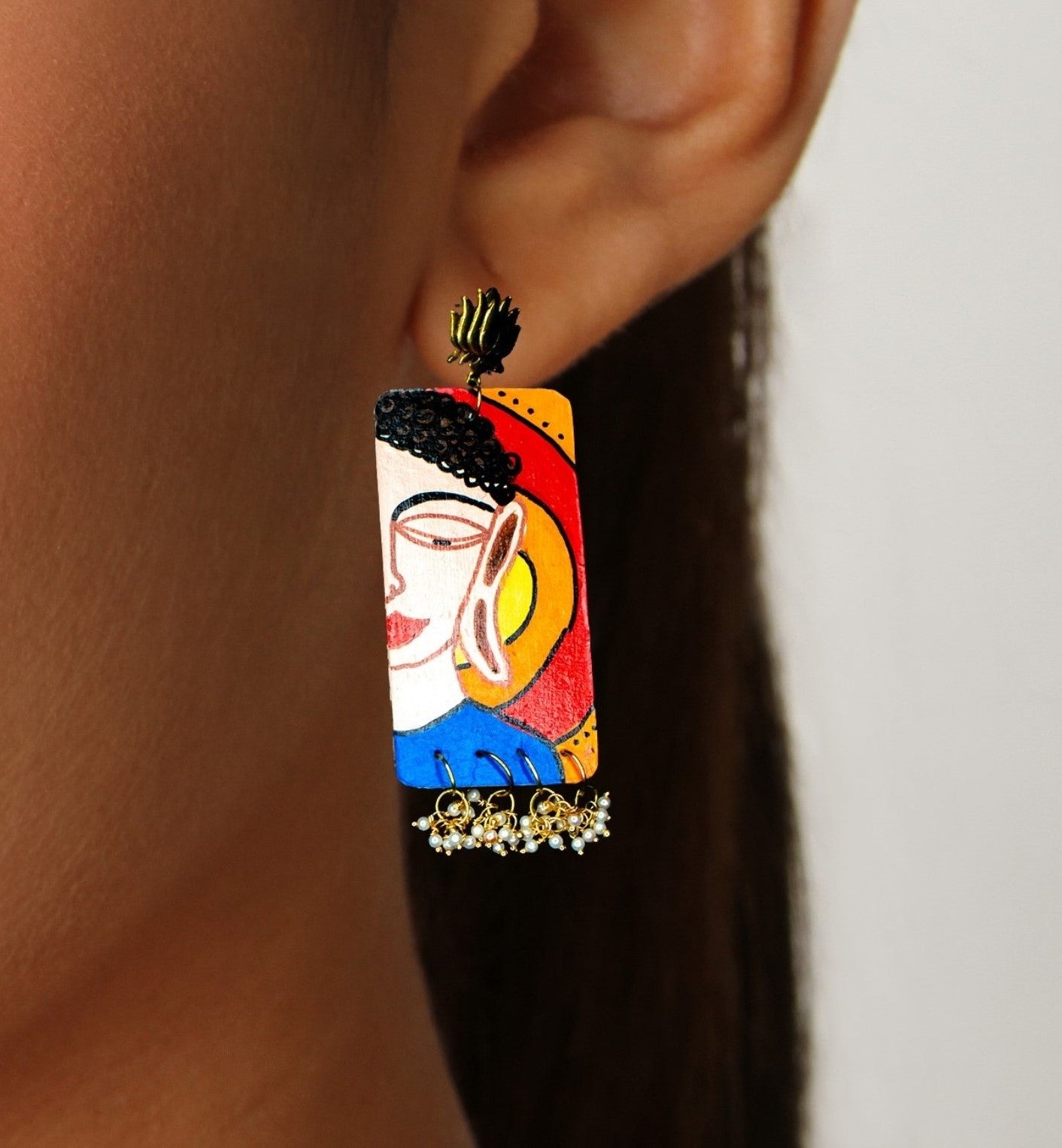 Buddha' earrings, Handpainted Jewlery Handmade Gifts l