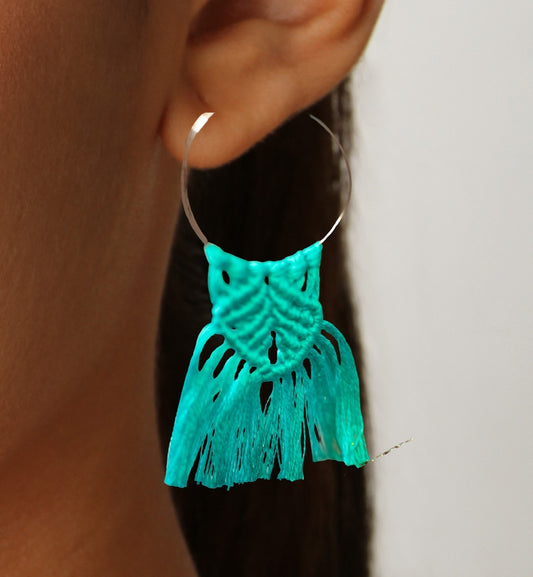 Nivisha Macrame Earrings Blue : Handmade