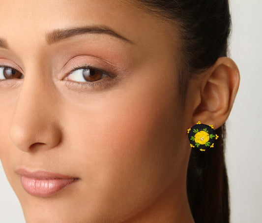 Embroidered Fabric Earrings: Handmade