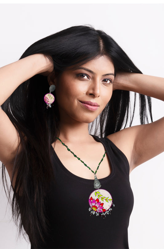 Statement Necklace Set, Handpainted : Handmade