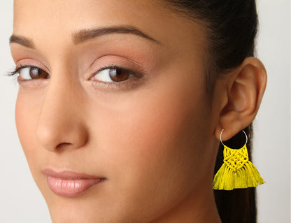 Nivisha Macrame Earrings Yellow : Handmade