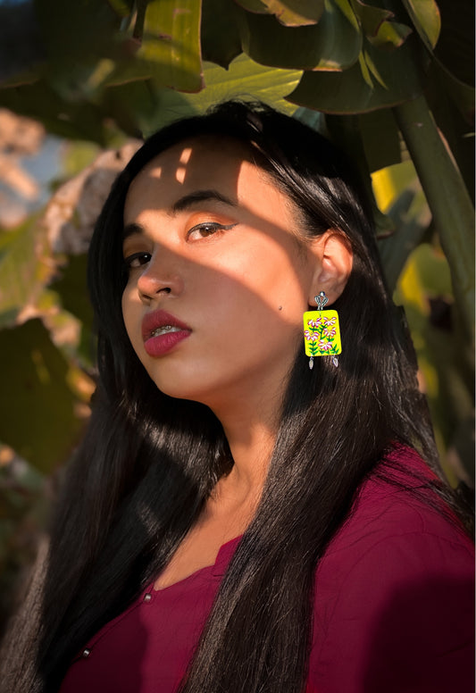 Statement Earrings, Handpainted : Handmade