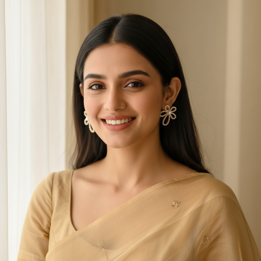 Pearl Flower Statement Earrings