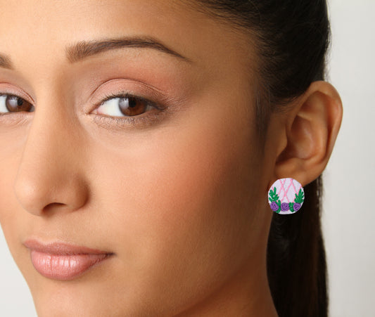 Embroidered Fabric Earrings : Handmade