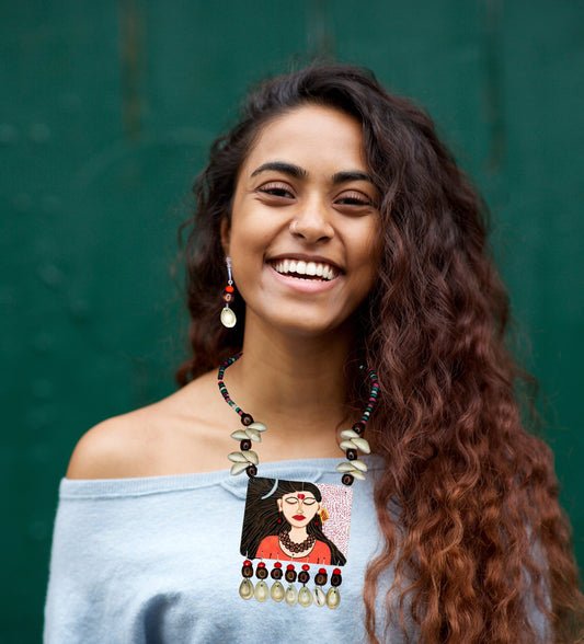 Statement Necklace set, Handpainted : Handmade