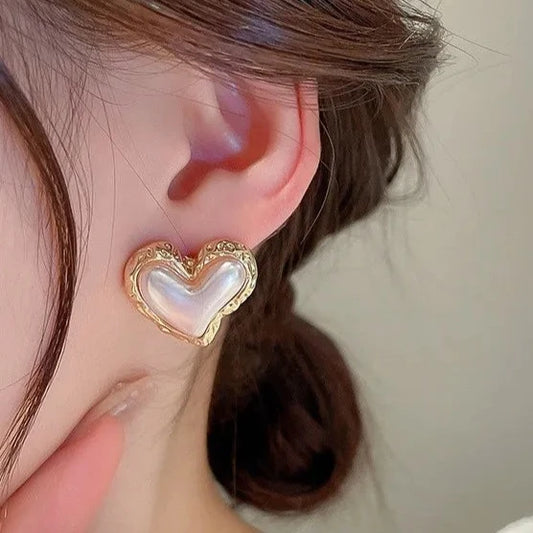 Pearl Heart Statement Earrings