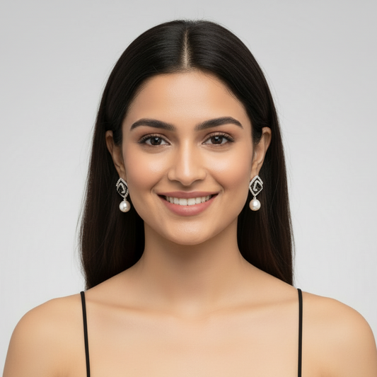 Bling Pearl Drop Earrings