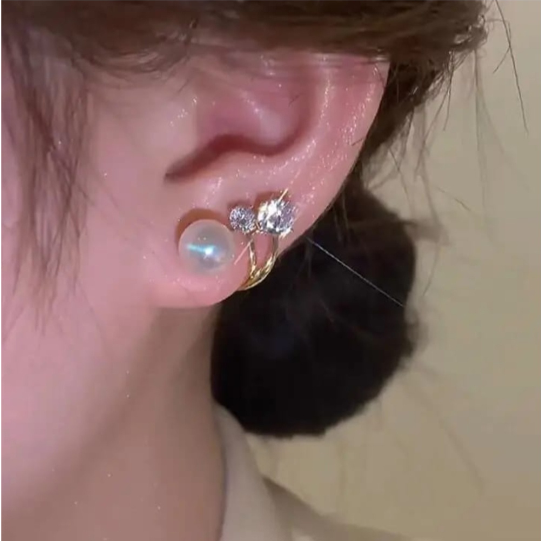 Bling Pearl Whirl Earrings