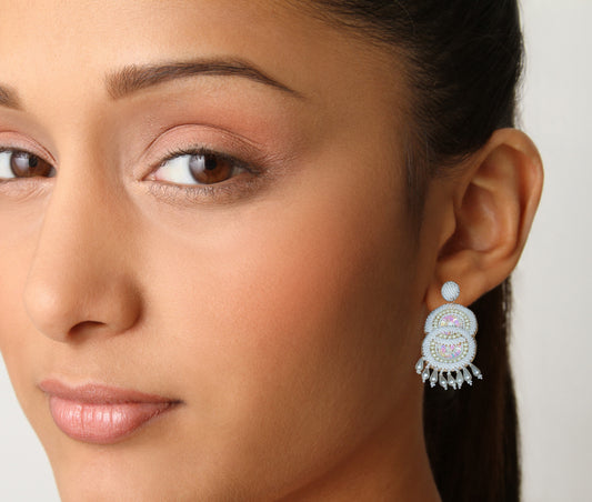 Beads Embroidered Earrings : Handmade