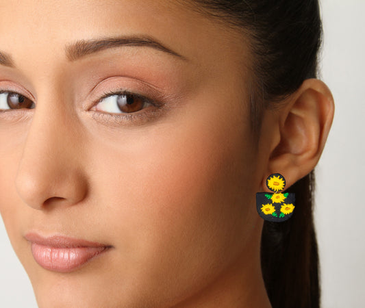 Embroidered Fabric Earrings : Handmade