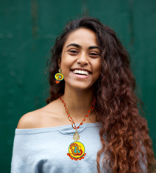 Statement Necklace Set, Handpainted : Handmade