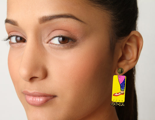 Statement Earrings, Handpainted : Handmade