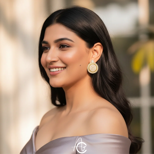 Beads Embroidered Earrings : Handmade