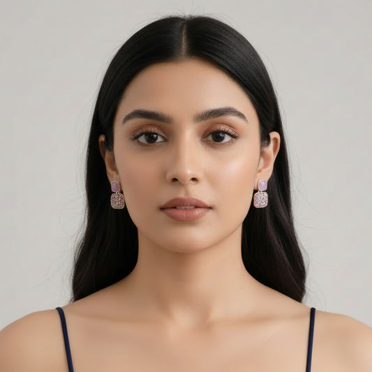 Bling Statement Purple Earrings