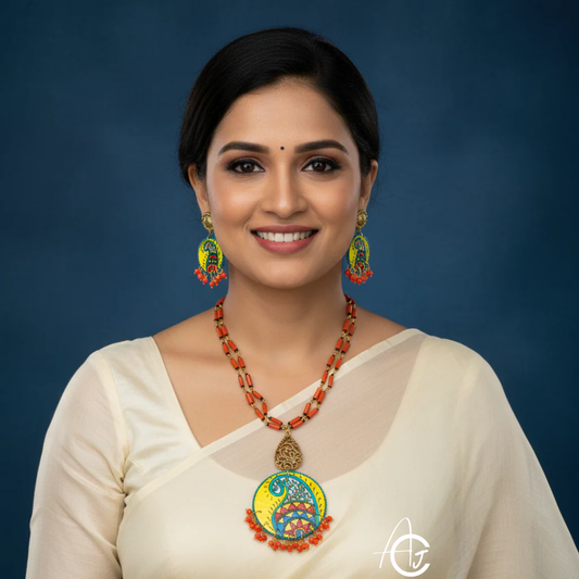 Statement Necklace Set, Handpainted : Handmade