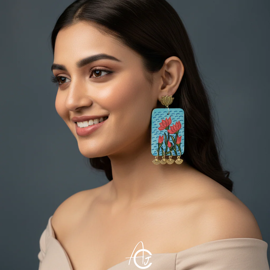 Statement Earrings, Handpainted : Handmade