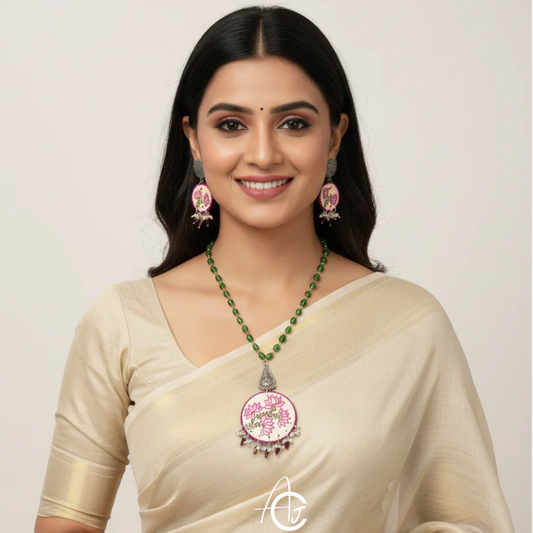 Statement Necklace Set, Handpainted : Handmade