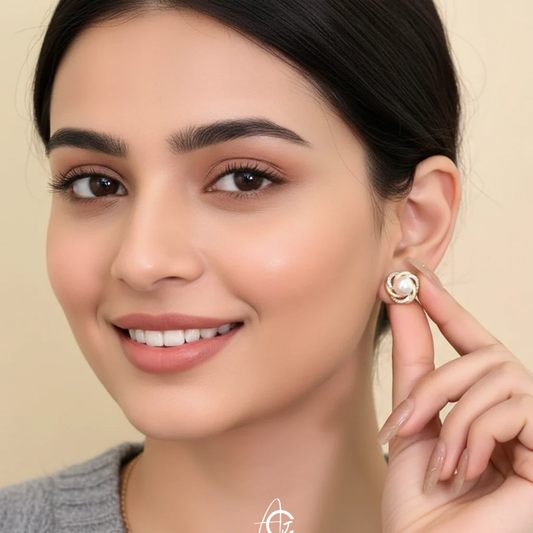 Bling Pearl Enamel Earrings