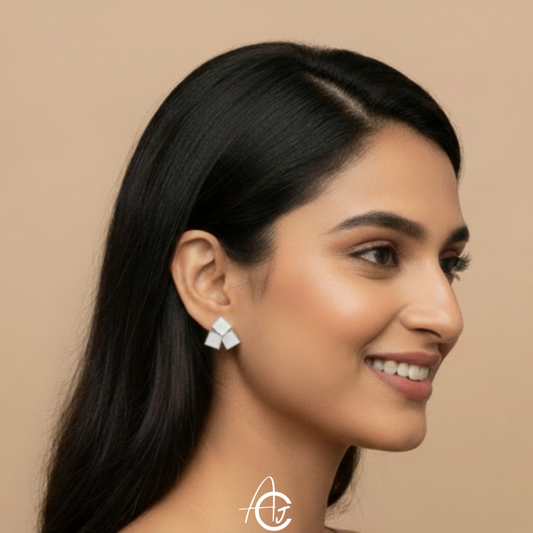 Shell Triangle Earrings Silver Tone