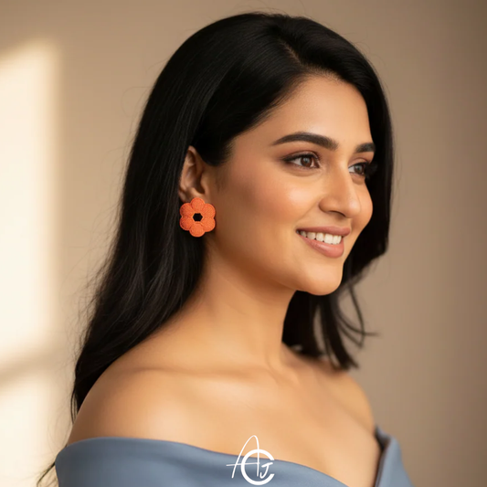 Beads Embroidered Earrings : Handmade