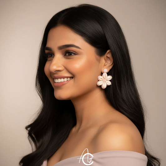 Kauri Embroidered Earrings : Handmade