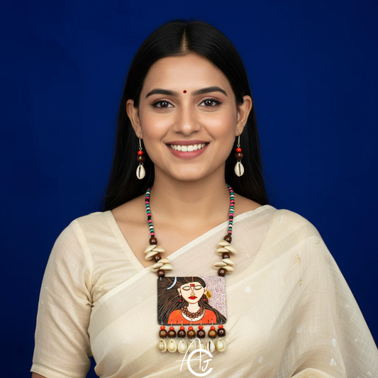 Statement Necklace set, Handpainted : Handmade