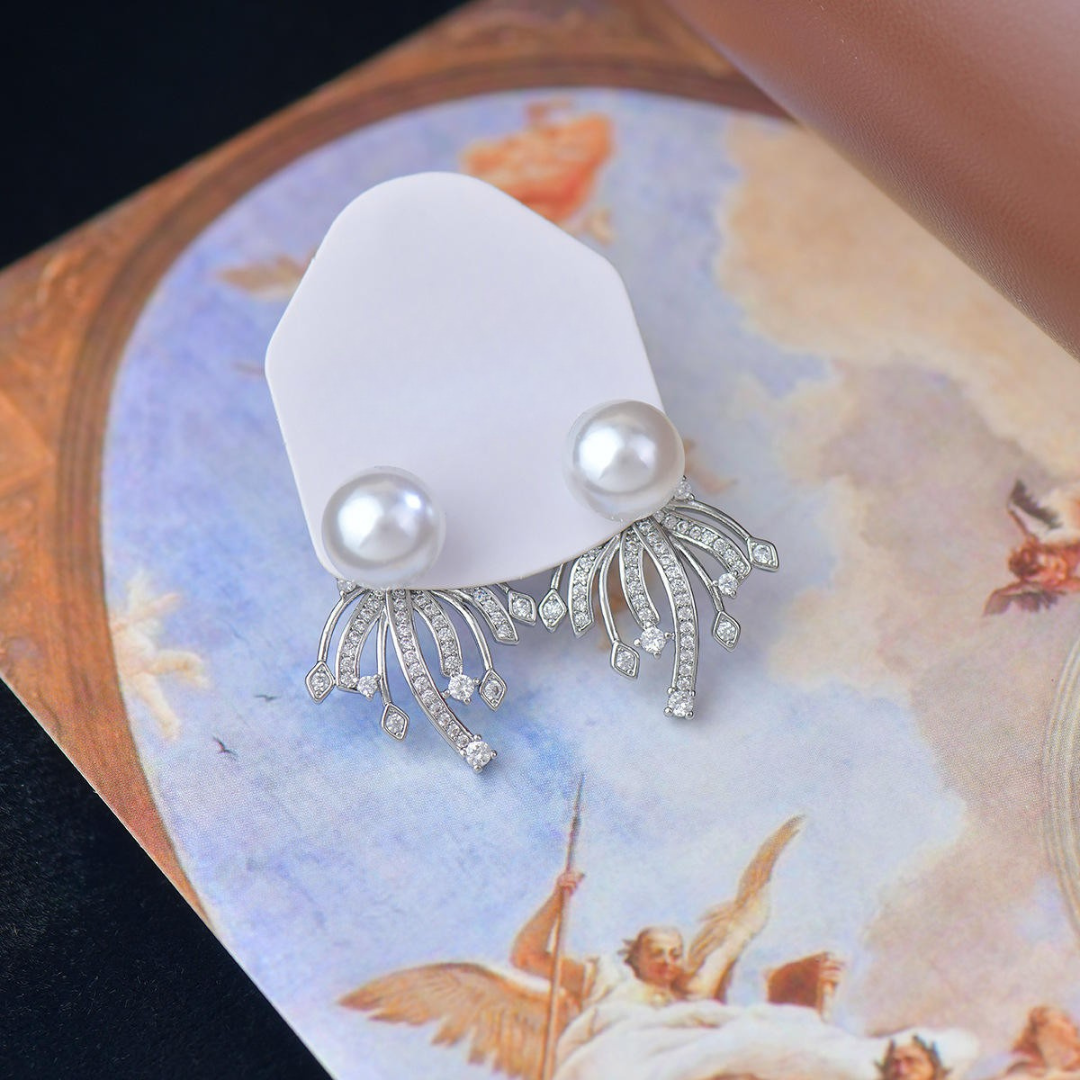 Pearl Bling Statement Earrings