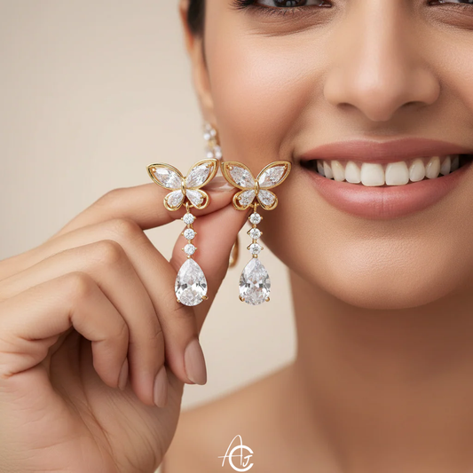 Butterfly Drop Bling Earrings