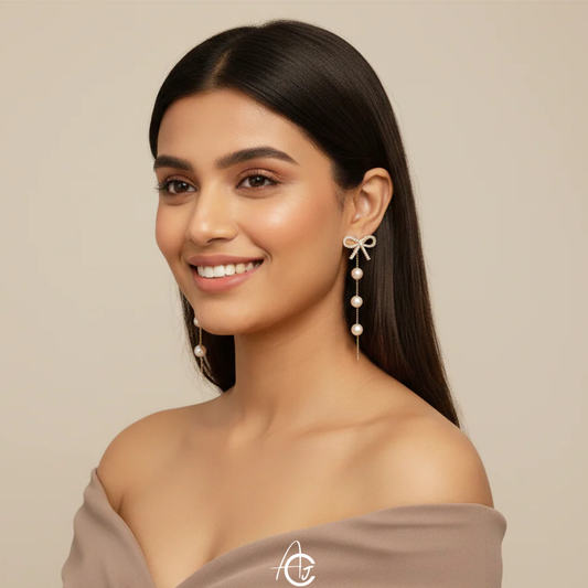 Bling Bow Drop Earrings