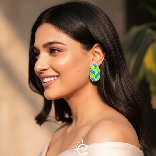 Beads Embroidered Earrings : Handmade